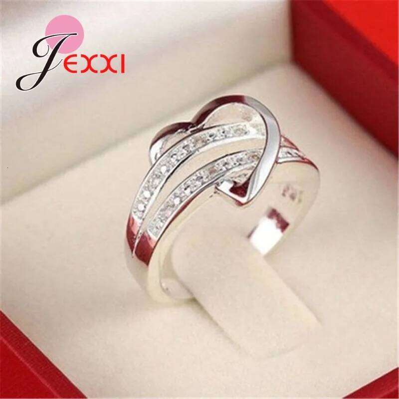 Engagement Ring Heart Shape Double Rows Design Original 925 Sterling Silver Rings Women Best Gift For Girlfriend Fashion H260312