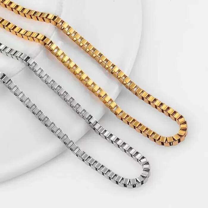 2mm Men Hip Hop Stainless Steel Basic Necklace Simple Box Chain Street Wear Jewelry Women Fashion Accessories H260312