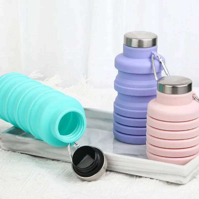 Reusable Collapsible Silicone Water Bottle Foldable Leakproof Sports Portable Cycling Gym Hiking Cup Outdoor Camping Travel Z260314