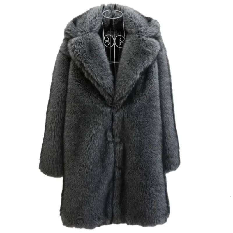2025 Men's Faux Fur Mink fur long Plus size winter thickened warm trench coat Z260313