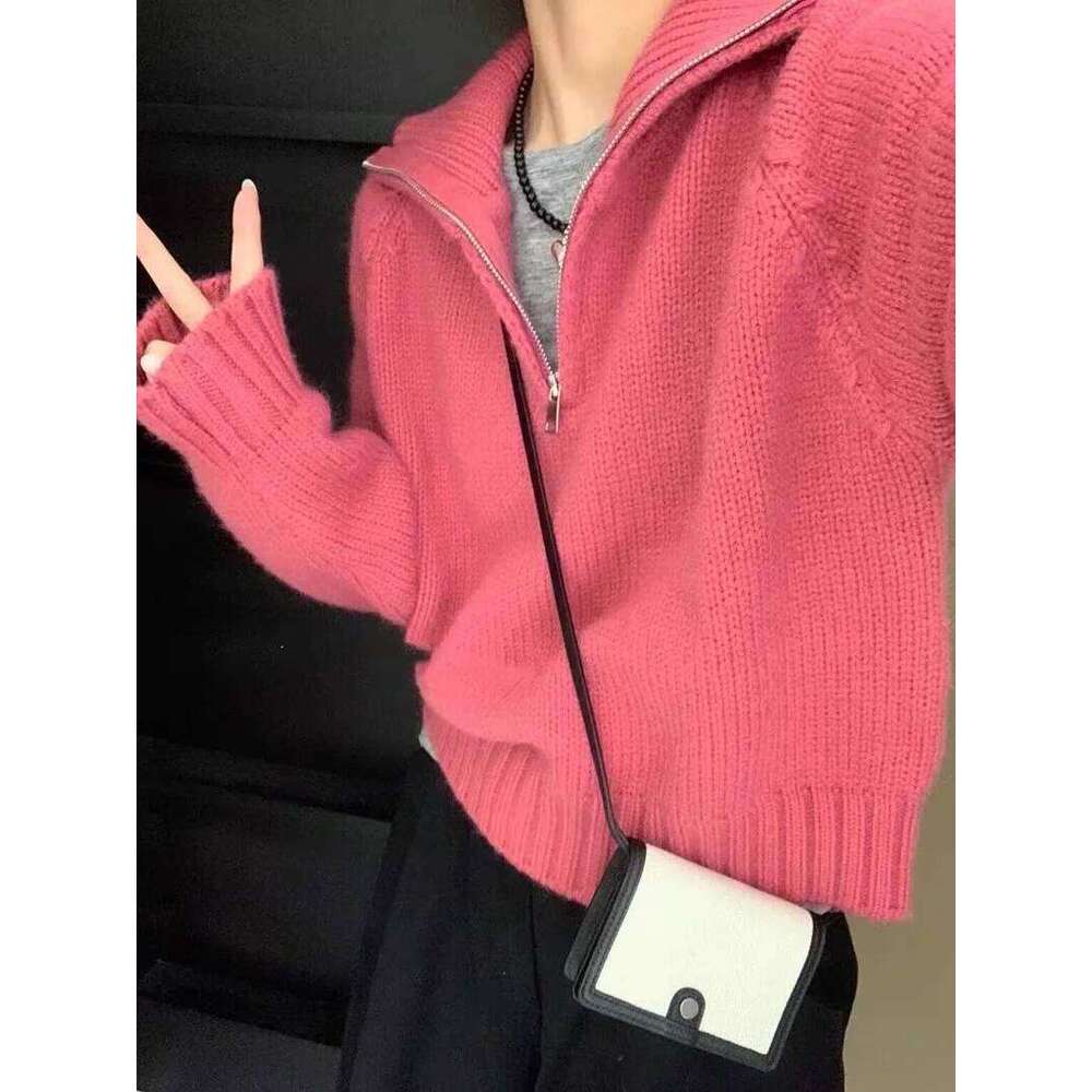 Women Half Zip Sweater Winter Autumn Long Sleeve Plain Knit Sailor-Collar Pullover Knitwear Teen-girl Basic Outfit Z260313