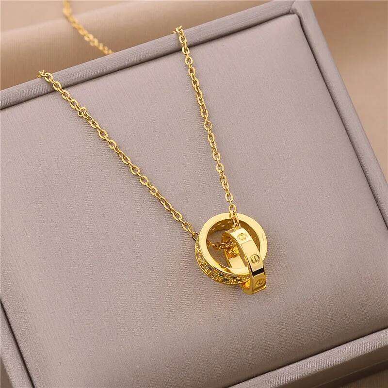 Trendy Sweet Sexy Gold Color Stainless Steel Necklaces For Women Korean Fashion Female Pendant Clavicle Chain Jewelry Wholesale H260312