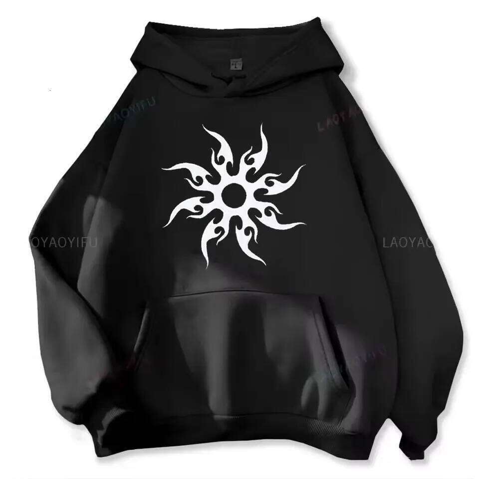 Men's with sun print Harajuku fashionable and casual hoodie cartoon pattern top Z260314