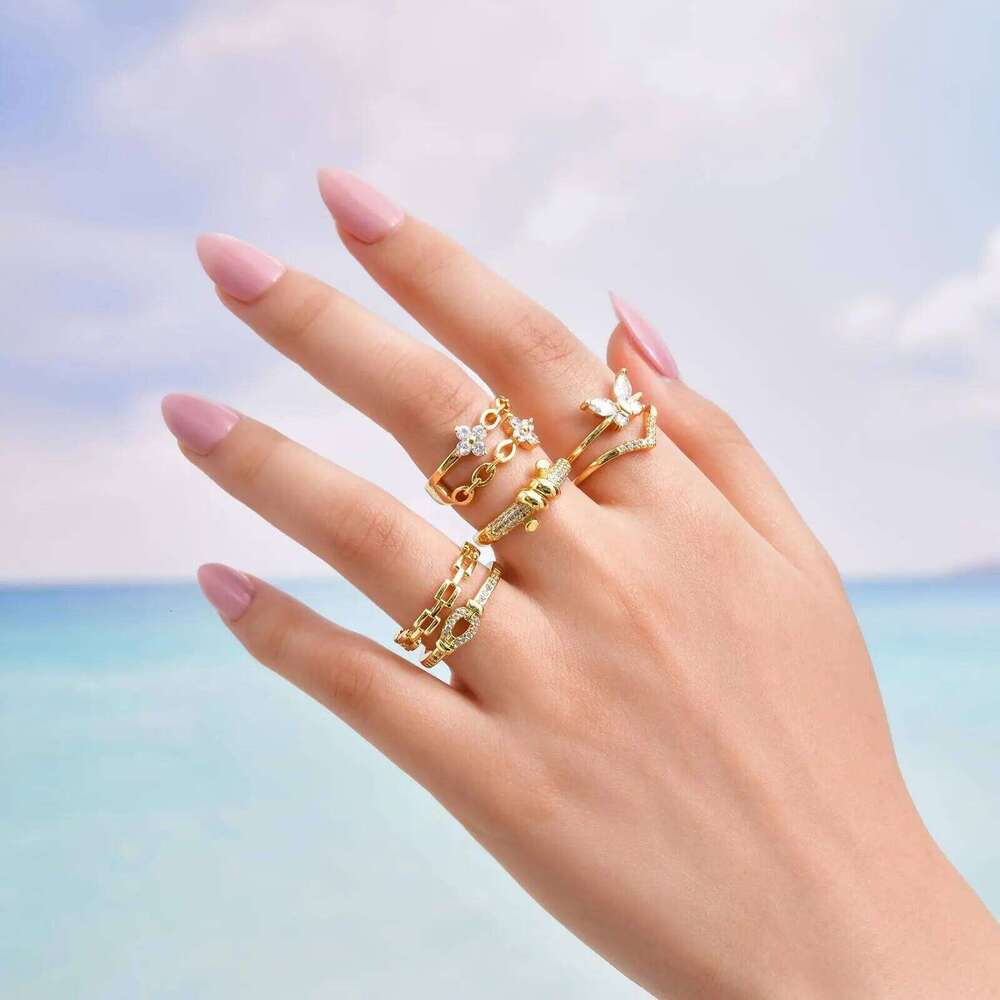 Vnox Gemstone Flower Heart Rings For Women Girls, Metal Zircon Wedding Party Open Ring, Jewelry Elegant Accessories Gift H260312