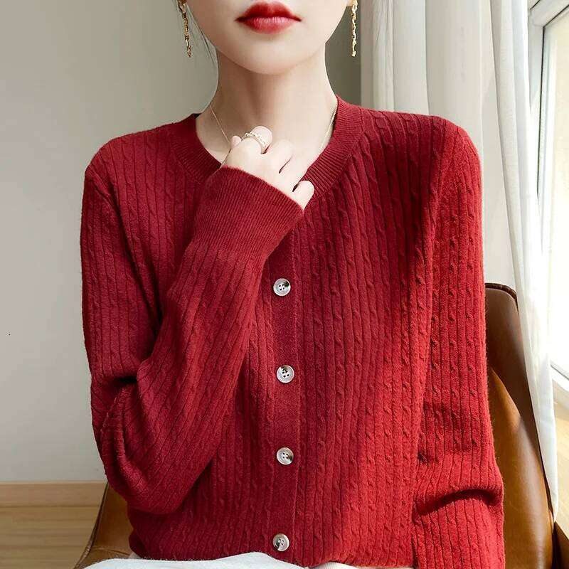 Autumn And Winter Fashion Knitted Cardigan Button Sweater, Round-Neck Comfortable Long-Sleeved Sweater For Women RY416 Z260313