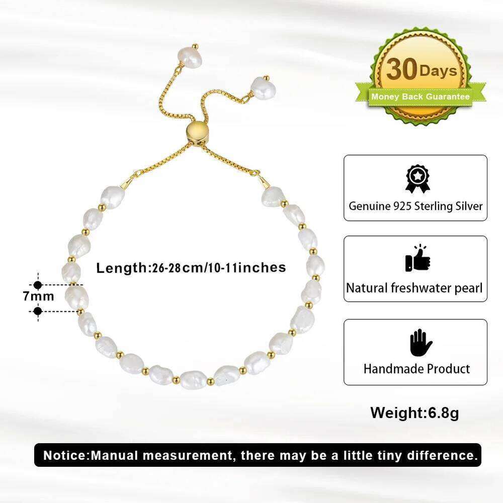ORSA JEWELS 925 Sterling Silver Bracelet Chain Link Baroque Culture Pearl 14K Gold Fashion Dainty Handmand Jewelry GPB09 Z260313