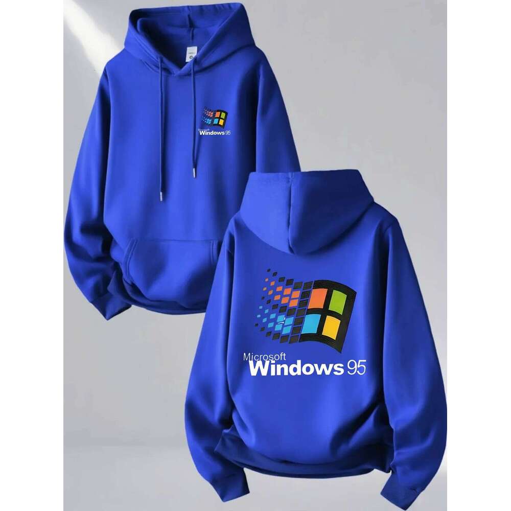 Windows 95 Graphic Vintage for Tech Enthusiasts Casual Streetwear Outfit Print Soft Material Pullover Pattern Hoodie Unisex Top Z260314