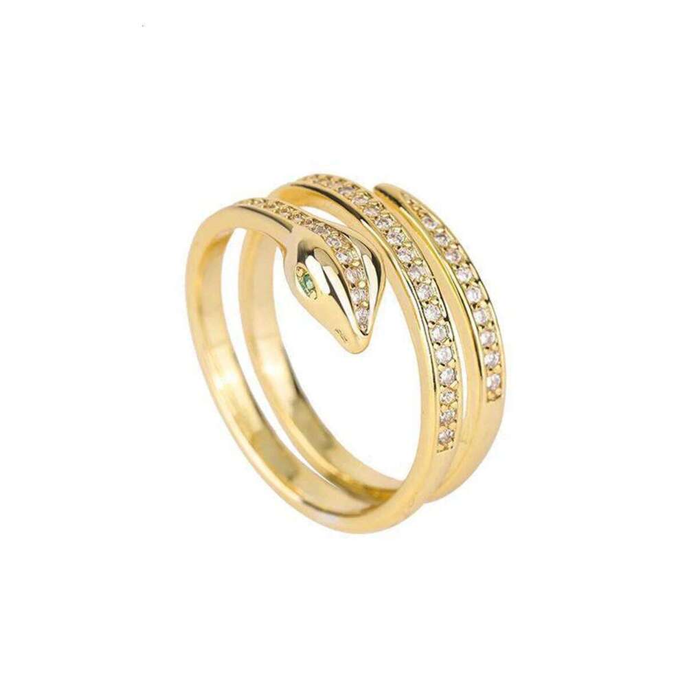 Vintage Snake Rings for Women Men Stainless Steel Serpentine Shaped Opening Adjustable Zircon Ring Punk Hip Hop Jewelry Gift H260312