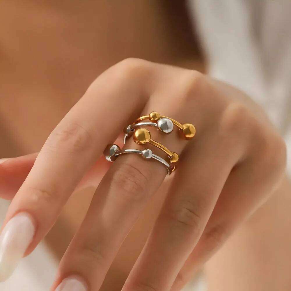 XIANING Stainless Steel Ball for Women Trendy Metal 18K Geometric Finger Ring Bagues Pour Femme Party Gift New H260312