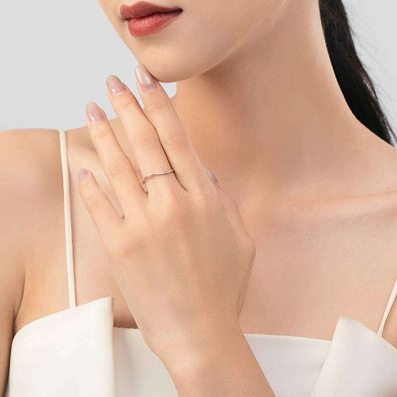 Ailmay Real 925 Sterling Silver Minimalist Fashion Smooth Wave Stackable Ring Women's Party Accessories Jewelry Gift H260312