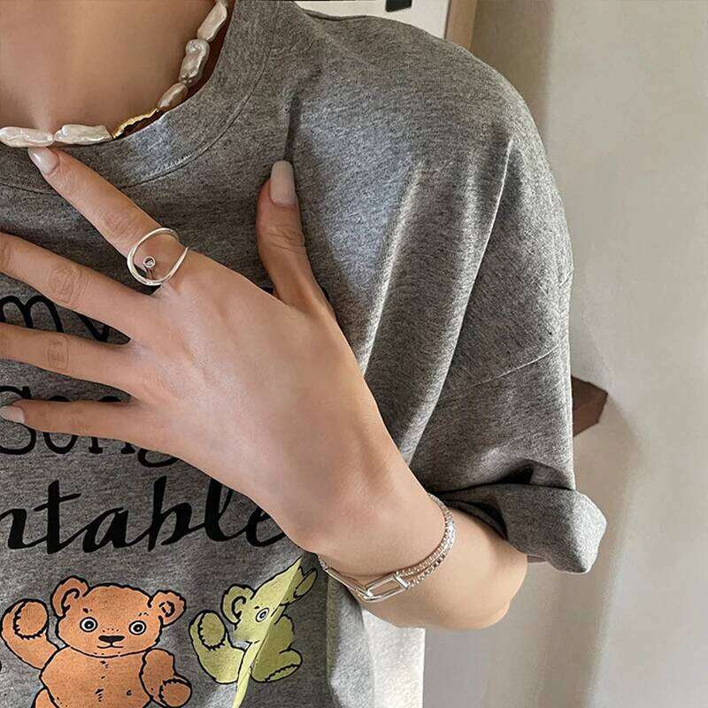 LIVVY Silver Color New Fashion Creative Hollow Geometric Open Rings for Women Couples Handmade Birthday Party Jewelry Gifts H260312