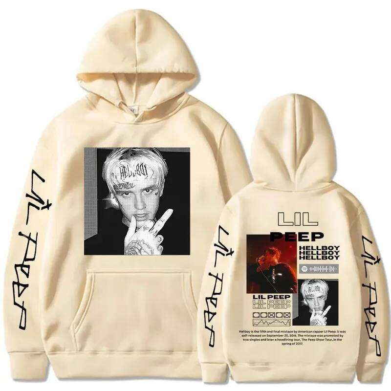 Rapper Lil Peep Hoodies Hellboy Crybaby Hip Hop Graphic Sweatshirts Men's Women Clothing Aesthetic Oversized Casual Pullovers Z260314