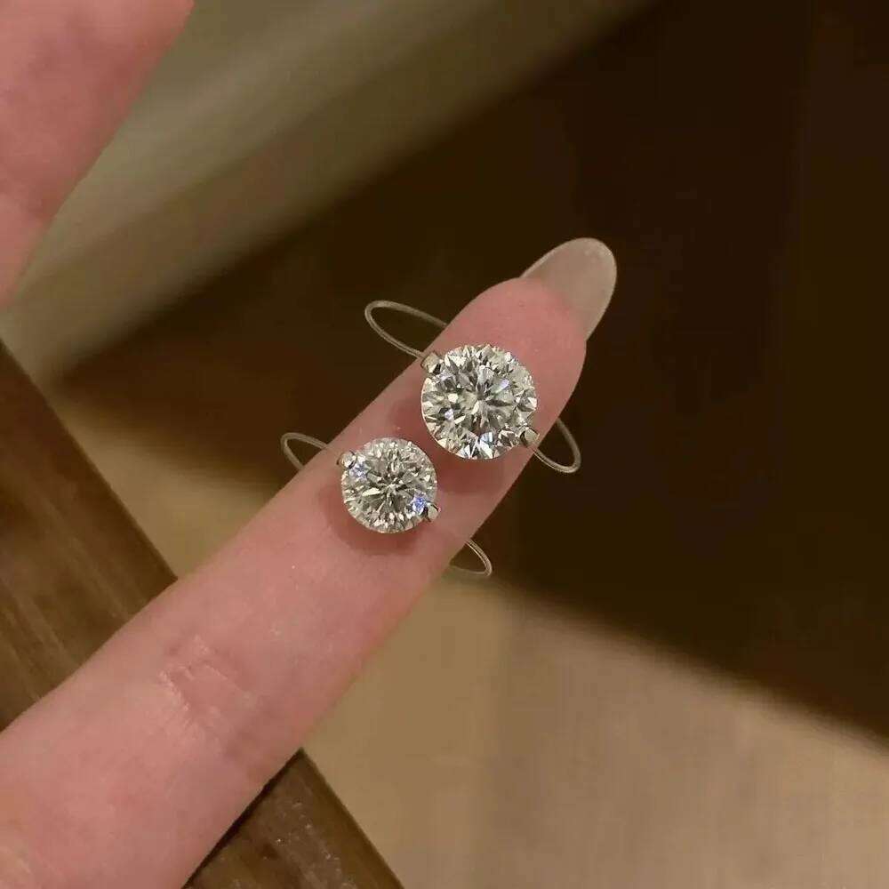 New Classic Charm Invisible Line Geometric Circular Shining Zircon Stainless Steel Opening Rings for Women Wedding Bride Jewelry H260312