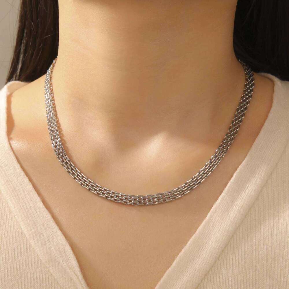 Fashion mesh chain 6MM/8MM wide necklace stainless steel fashion simple jewelry gift H260312