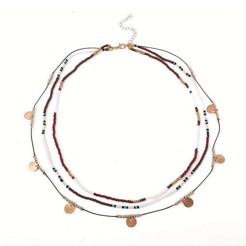 Bohemian Multilayer Beaded Necklace with Colorful Beads Boho Style Neck Jewelry Gift H260312