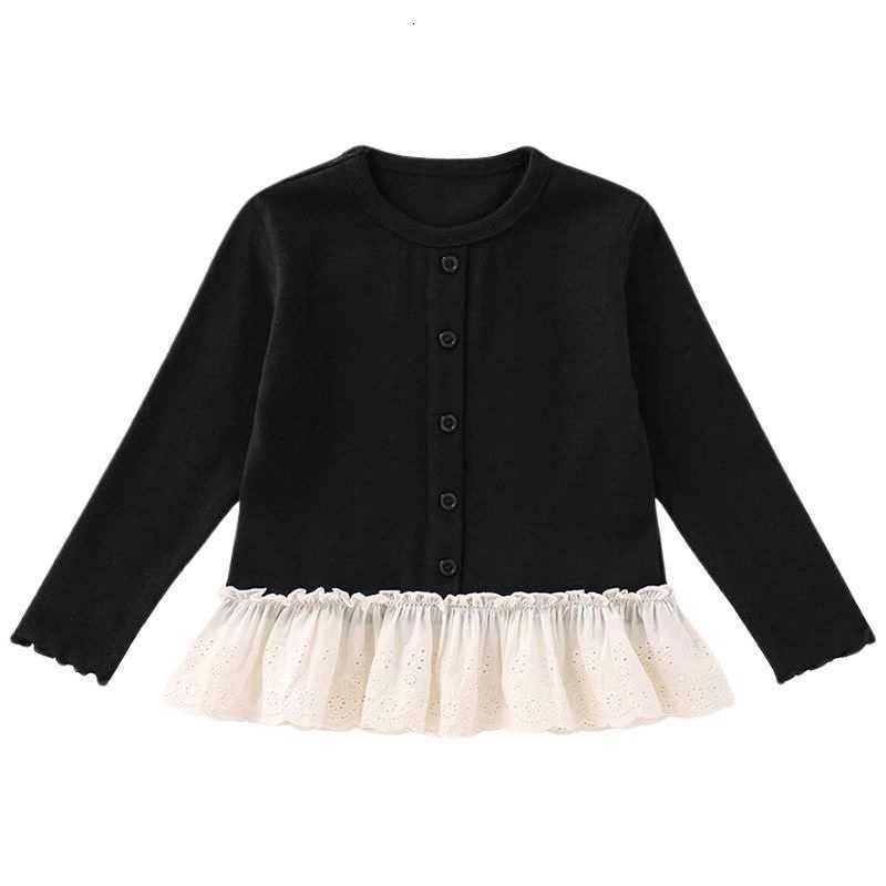 Women's Knits & Tees Spring and Autumn Girls' T-shirt Stylish Baby Clothing, Children's Personalized Trendy Brand Korean Style Lace Tri