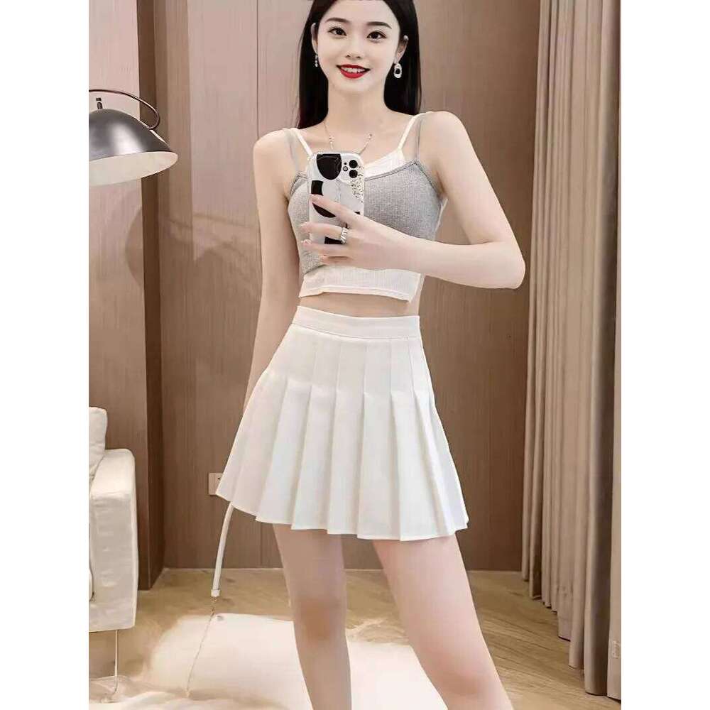 Women Pleated High Waist A-Line Mini School Girl JK Uniform Skater Tennis Skirt White Plus Size Z260314