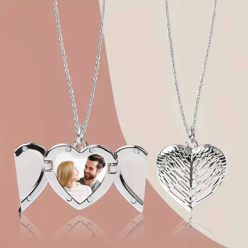 Personalised angel wing necklace, photo can be customised perfect Valentine's Day or anniversary gift H260312