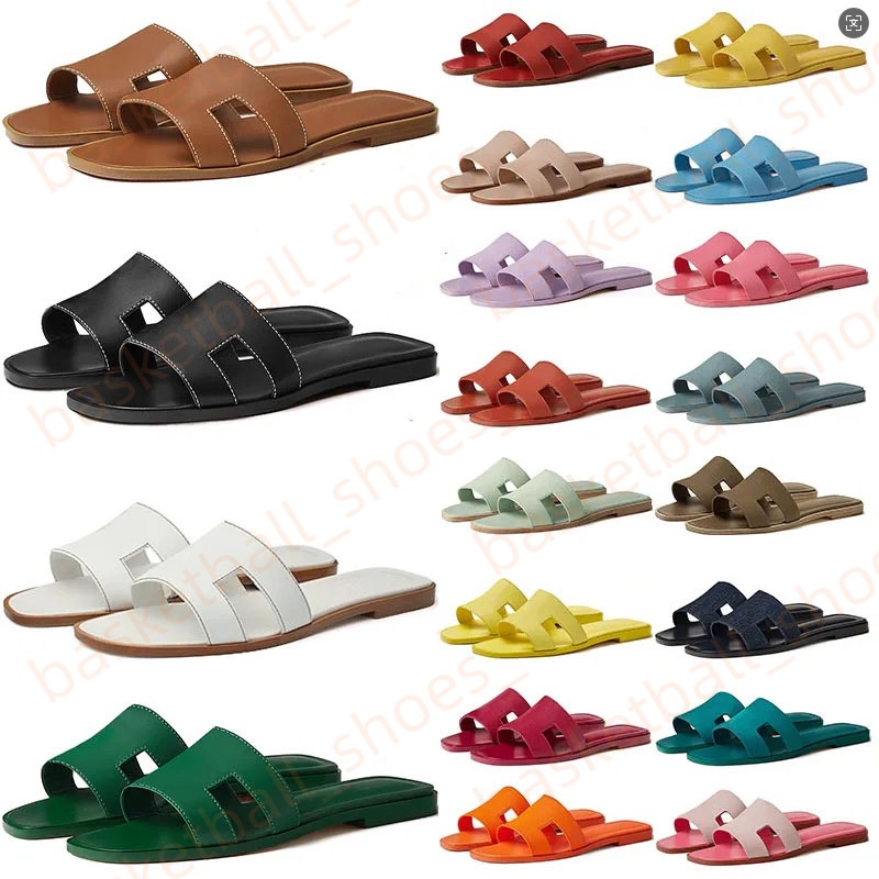 2026 Designer Oran Women Slippers Pattern Flat Bottom Letter Sandal Slipper Flip Flops Flat Solid Slides Womens Outdoor Beach Shoes Size 35-43