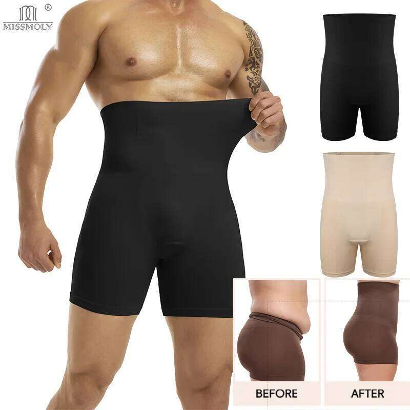 Men Compression Boxer Abdomen Belly Flat Body Shaper 3D Pouch Pant Tummy Control Shapewear Shorts High Waist Breathable Brief 26Y0313