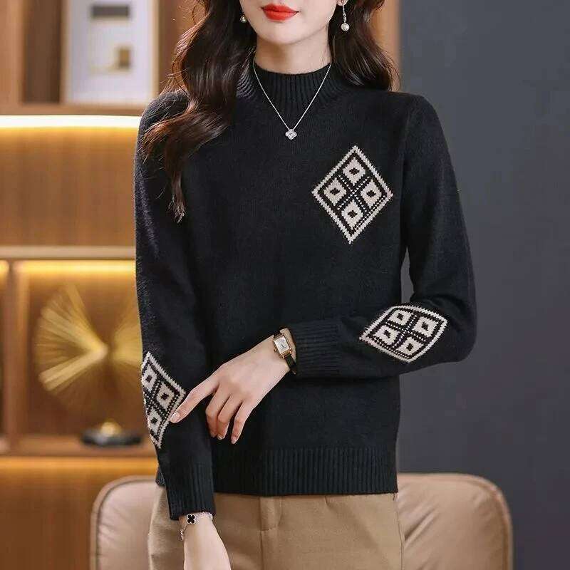 2024 Spring Autumn Winter Knitwear Women Sweaters Fashion Casual Warm Knit Cable Jumper Female Turtleneck Sweater Z260313