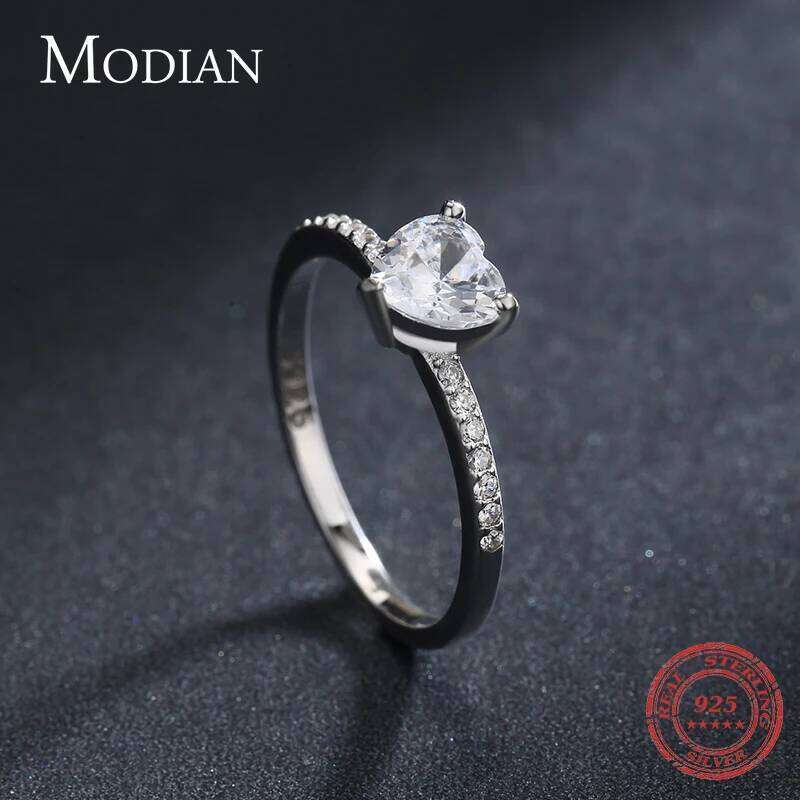 Modian Sparkling 925 Sterling Silver Heart 1CT Clear CZ Finger Rings For Women Classic Wedding Accessories Jewelry GIFT H260312