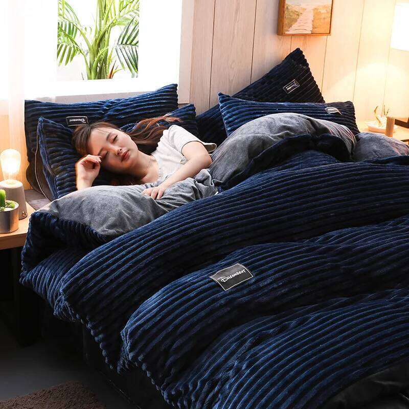 3pcs duvet cover Winter Warm Bedding sets Double Quilt Cover king Twin queen size bed thick Flano Coral Fleece with pillowscase H260312 - view 5