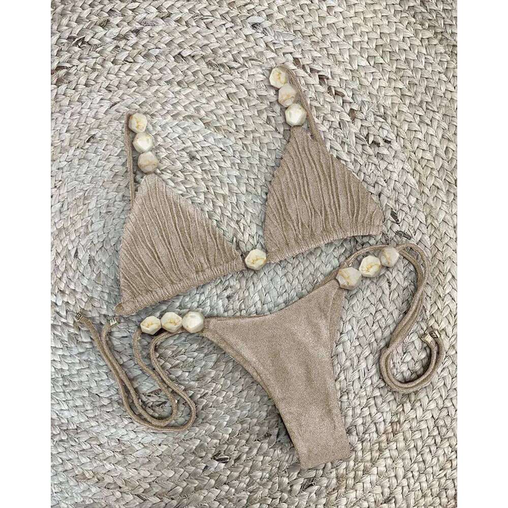 Sexy Bikini Set High Waist Golden Printed Women Swimwear Push Up Bikinis Swimsuit Female Biquini Bathing Suit 26H0313