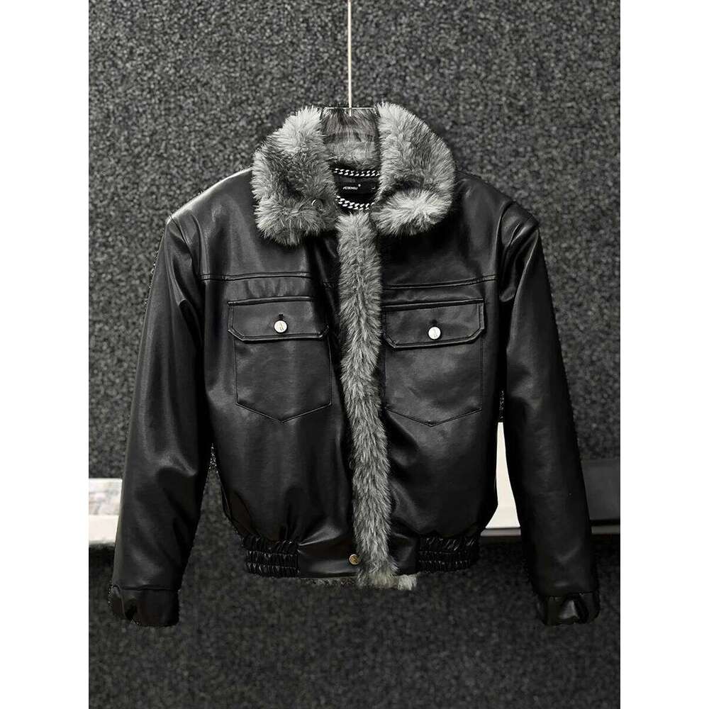 Men's 2025 Winter New Thickened Warm Motorcycle Eco-friendly Double-sided Wear PU Jackets Faux Fur Integrated Coats Z260313