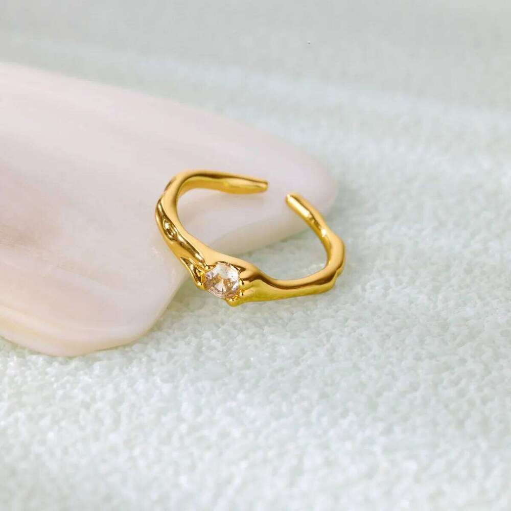 Stainless Steel Cubic Zirconic Round Rings for Women Opening Gold Color Finger Ring Aesthetic Wedding Fashion Jewelry Gift H260312