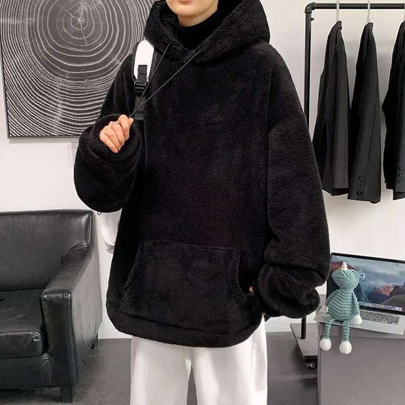 Men's 2025 Winter New Arrival Warm Lamb Fleece Jacket Thickened Fuzzy Sweatshirt Ins Trendy Casual Oversized Coat for Daily Wear Z260313
