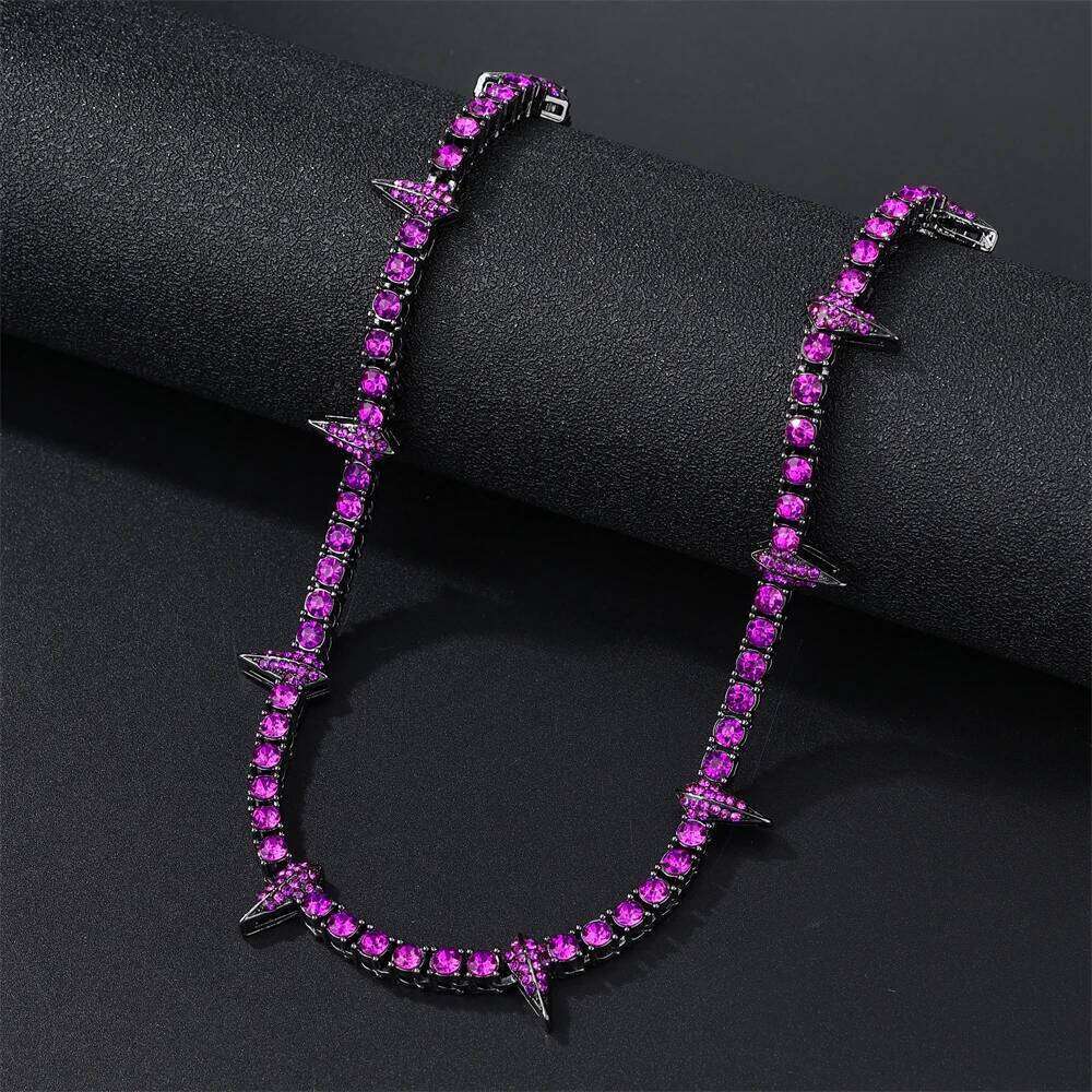 Hip Pop 4MM Tennis Chain Dropwater Bling Iced Out Colorful Rhinestone Necklaces For Men Women Choker Jewelry Party Gift H260312