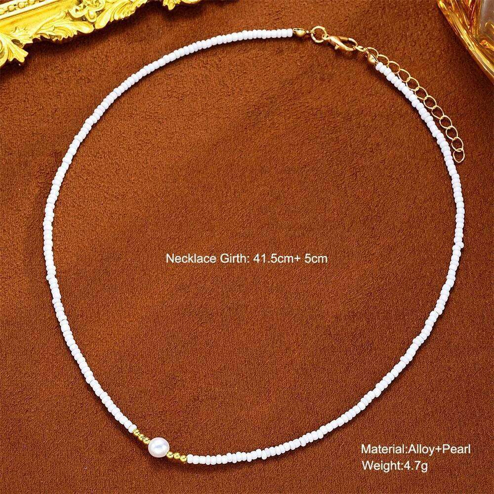 Baroque Turquoise Necklace Bohemian Beaded Choker Elegant Imitation Pearl Beach Necklaces Women'S Vacation Jewelry H260312