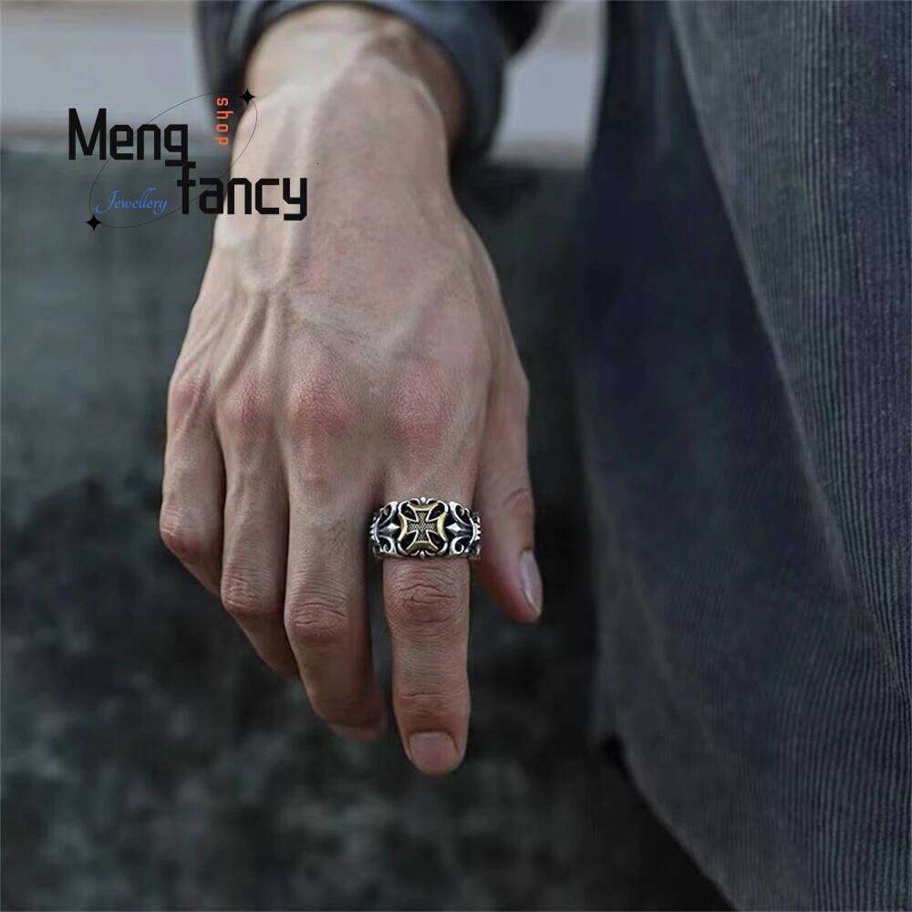High-Grade Retro Cross Anchor Ring, Personalized Hip-Hop Punk Trendy Men's Live Ring Fashion Jewelry Exquisite Elegant Popular H260312