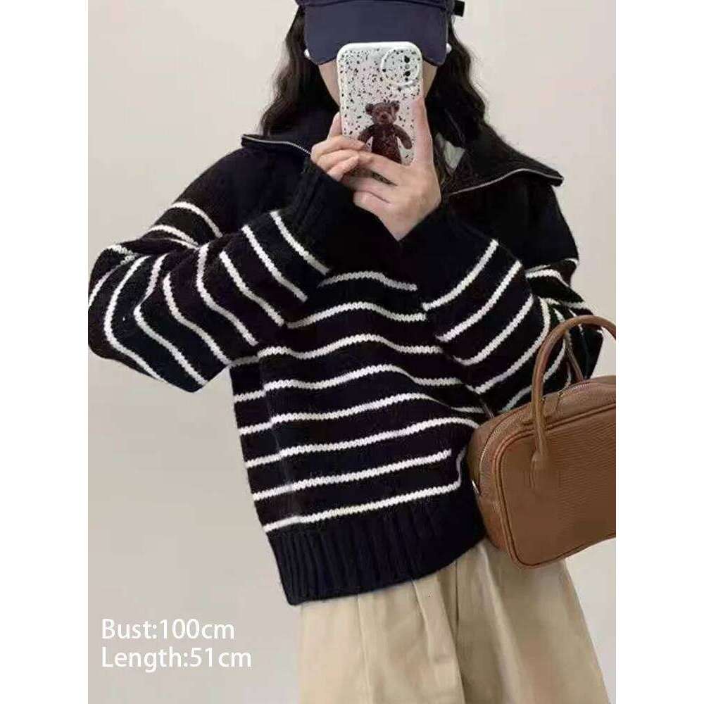 Autumn Winter New Chic Turn Down Collar Zipper Pullovers Knitted Sweater Women Casual Loose Long Sleeve Women's Sweaters Tops Z260313