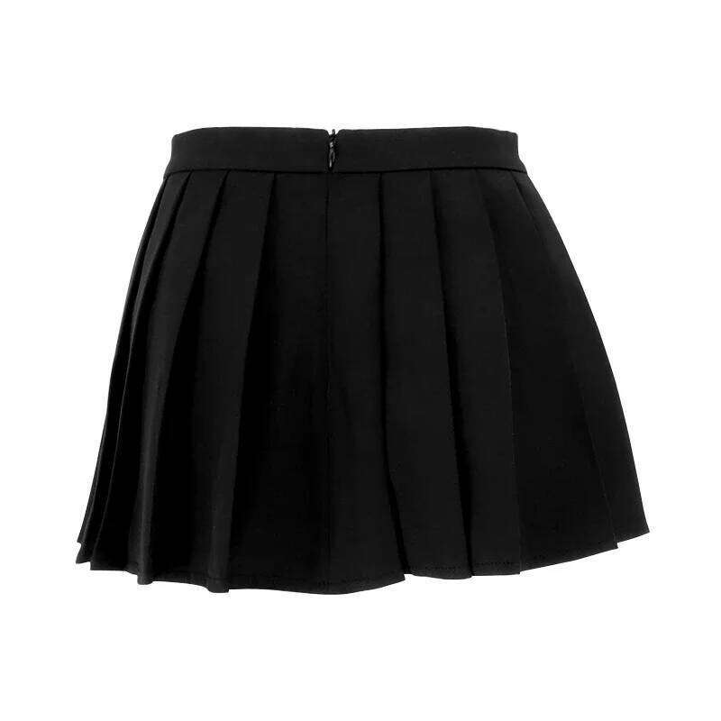 Mini Women New Summer Black Fashion Zipper Partywear Casual Slim Pleated Elegant Versatile Sexy Female Skirt Z260314