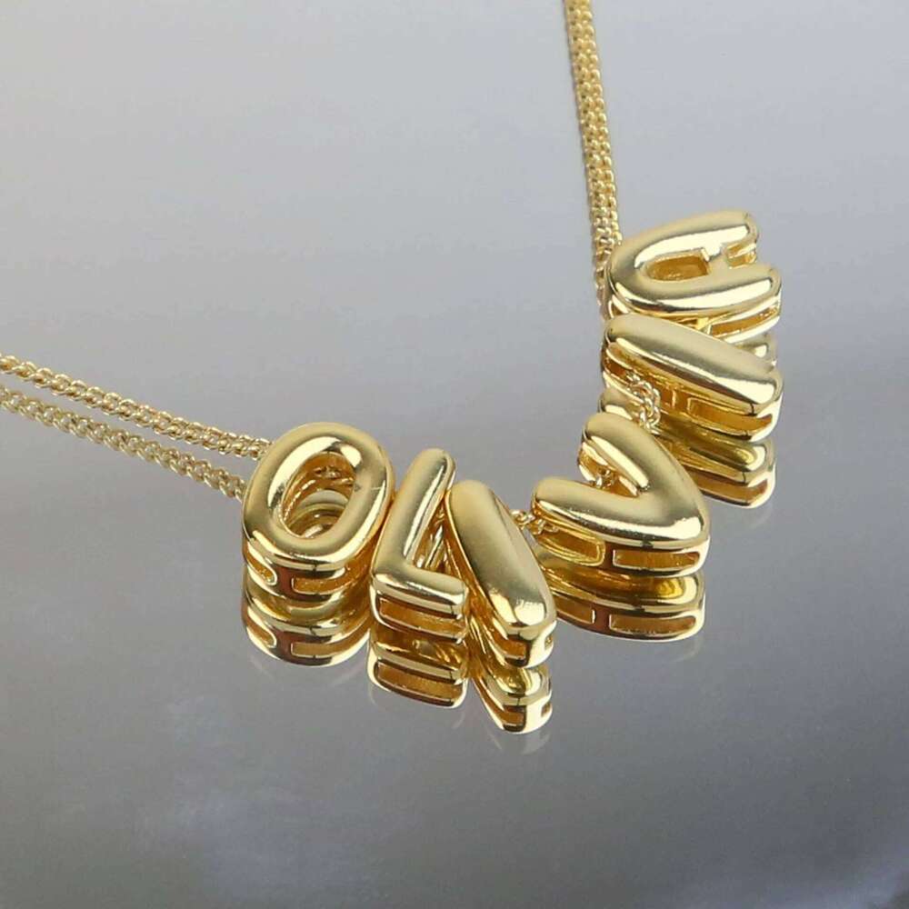 Tiny Gold Color Bubble Balloon Initial Letters Charms Chocker Necklaces for Women Single Alphabet Chains Personalized Jewelry H260312