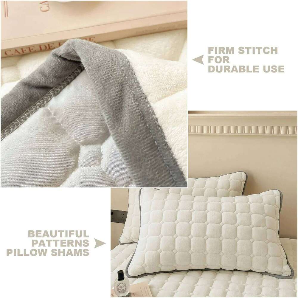 Quilt King Size Lightweight Velvet Comforter Oversized Bedspread Coverlet Quilted Bedding Set 2 Pillowcase H260312 - view 6