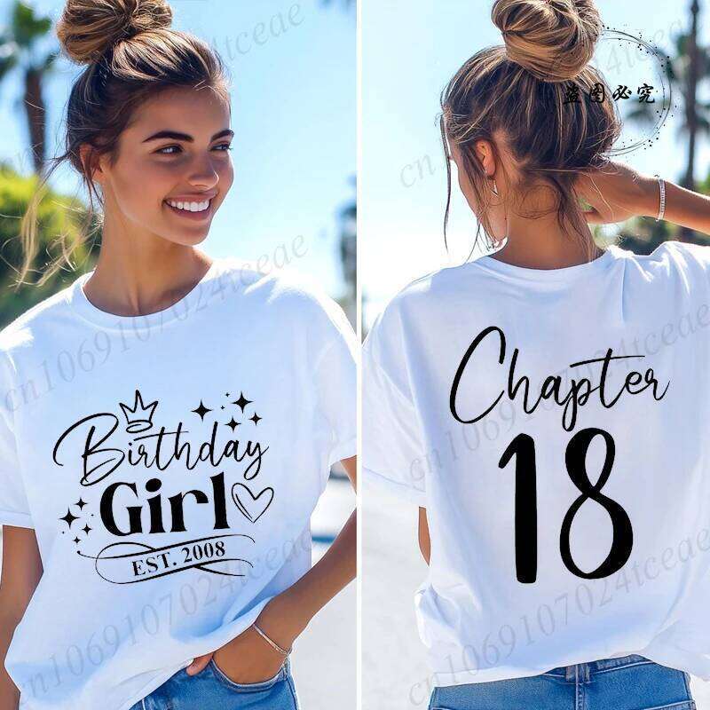 Est. 2008 Women's T-shirts Funny Gifts for Girls Tees Chapter 18 18th Birthday Girl Graphic Tops Female Clothing Z260314