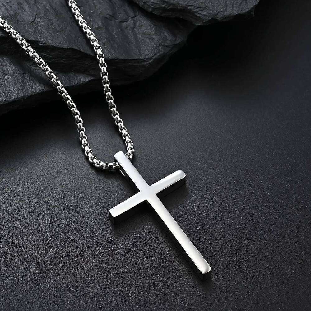 Collar Hombre Stainless Steel Male Jesus Cross Necklace Bible Verse Man's Necklaces for Man Collier Homme Fathers Day Gifts H260312