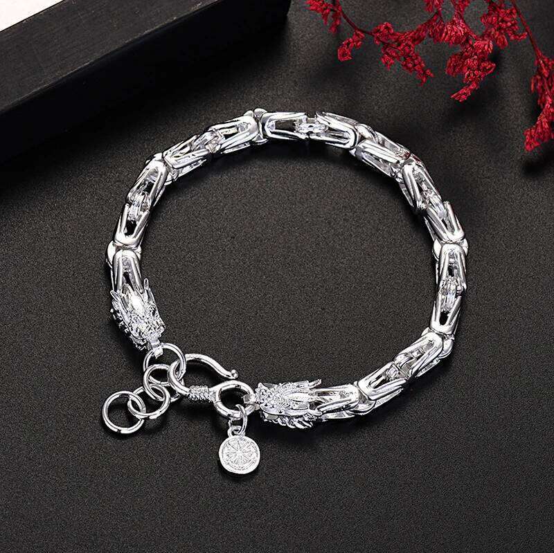 925 Sterling Silver Exquisite dragon head Chain bracelets for man women fashion jewelry wedding party holiday gifts Z260313