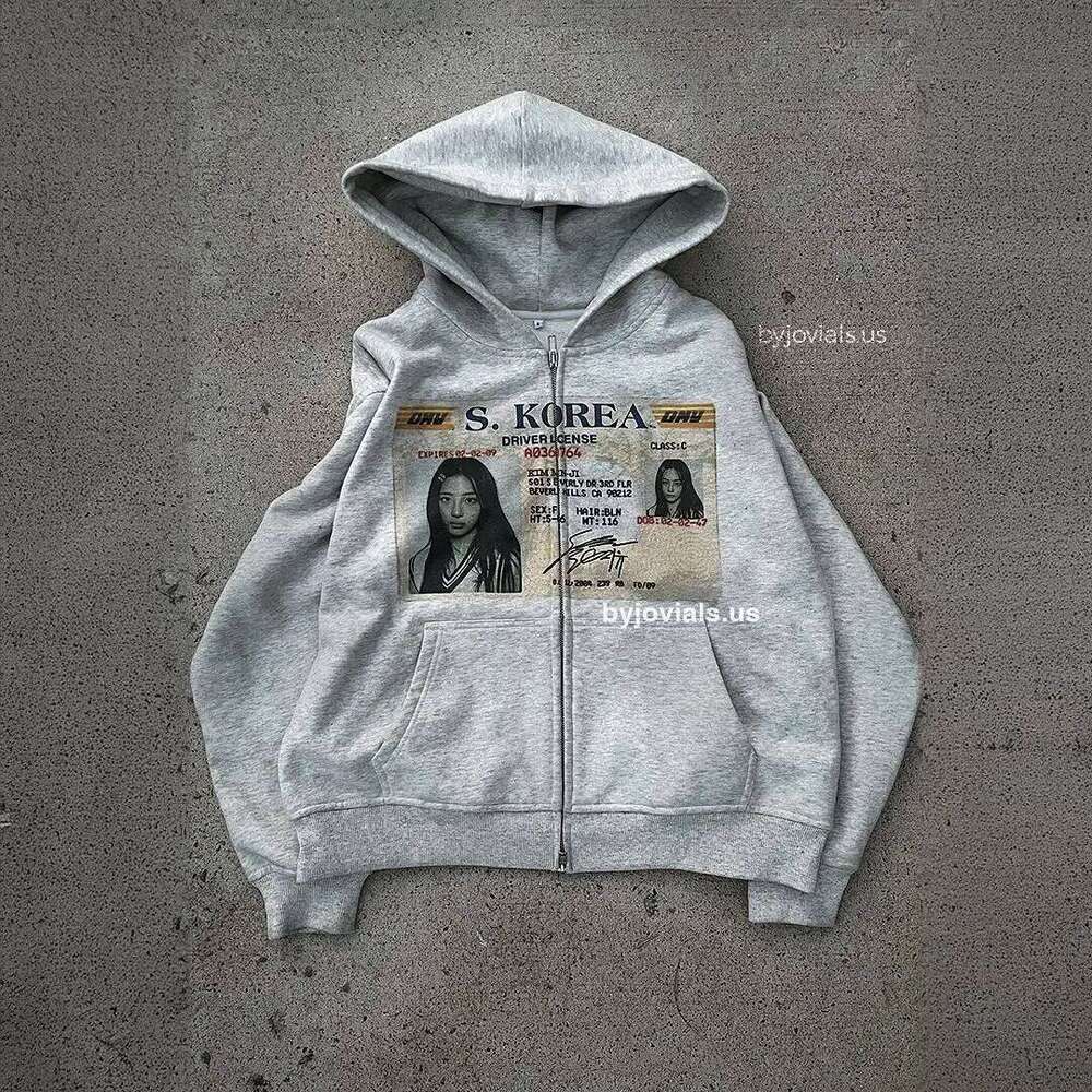 Y2K Streetwear Portrait Printed Zipper New Harajuku Gothic Women's Hoodie Z260314