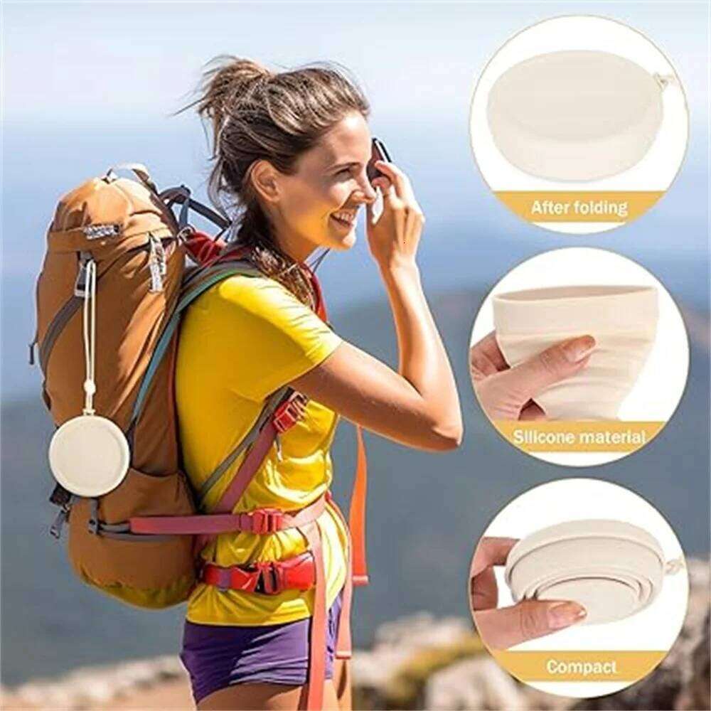 200 ml foldable silicone with lid, camping, expandable drinking cup set, reusable, suitable for backpacking Z260313