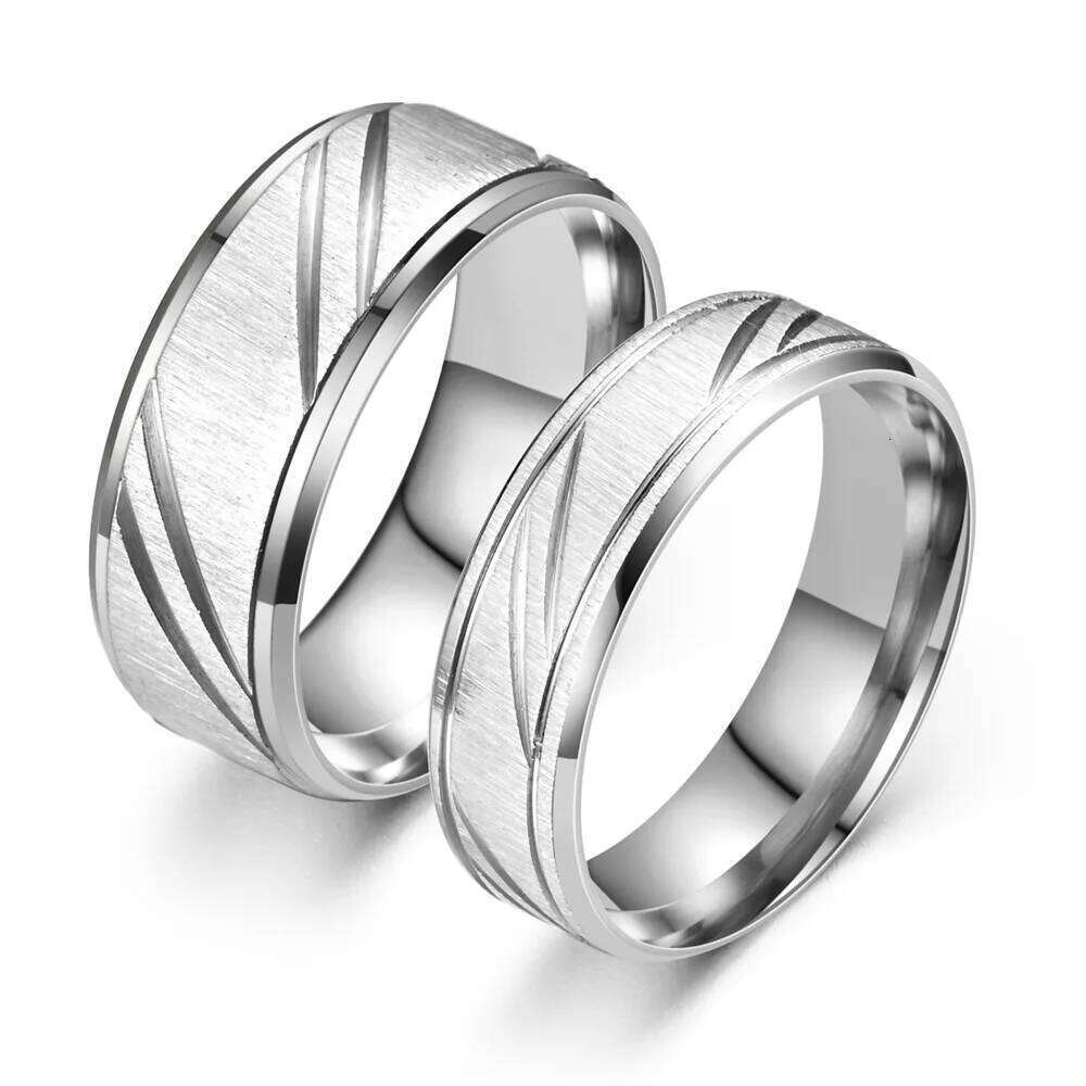 2024 New Hot Selling Stainless Steel Slash Couple Rings For Women Men Jewelry Accessories Wholesale Size 7-12 H260312