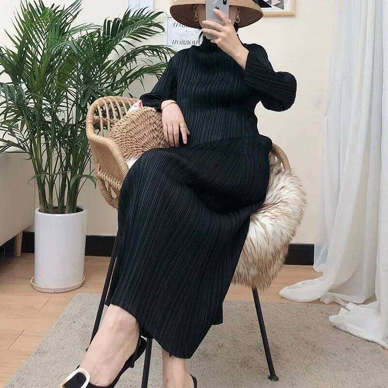YUDX Miyake Pleated Autumn Winter Dresses Womens 2025 Comfortable Long Sleeve High Quality Korean Style Casual Clothes Z260314