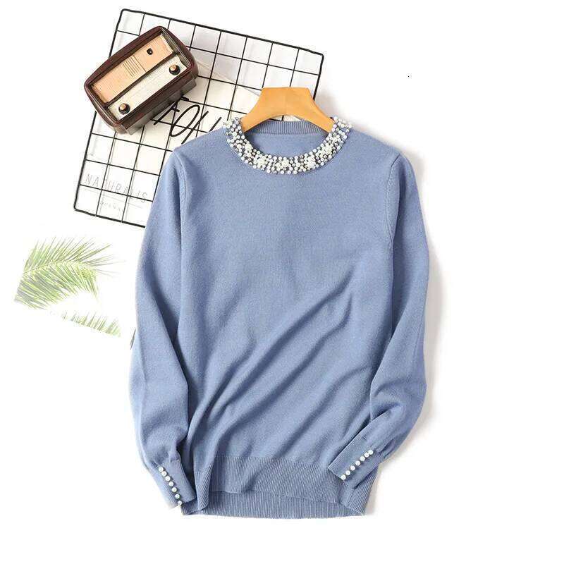 2025 New Autumn winter women Temperament sweaters and pullovers long sleeve casual Pearl sweater slim knitted jumpers Sweater Z260313