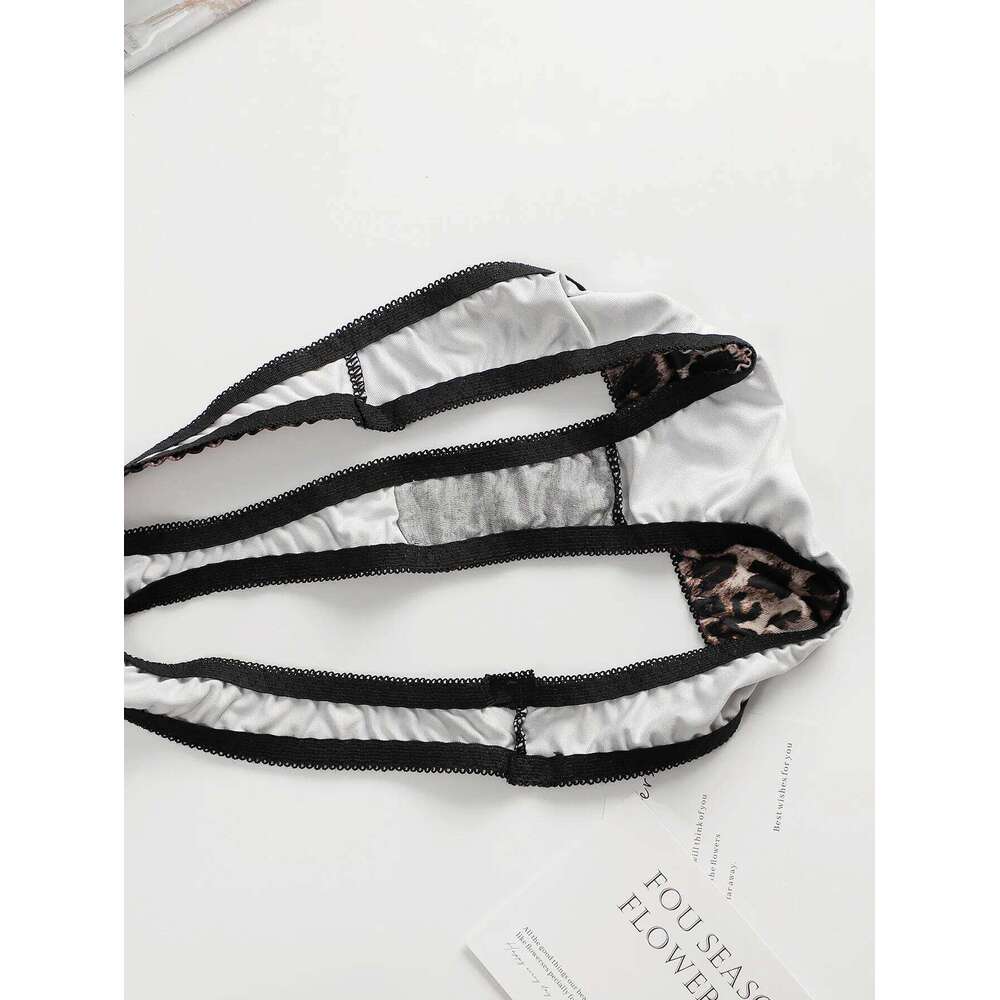 Women's sexy leopard print with steel ring gathering push up bra comfortable close fitting lingerie set B2087