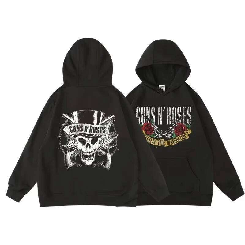 Guns N' Roses We'Re Back Retro Street Style Hoodie for Women O-Neck Pocket Fleece Breathable Pullover Woman Hoody Z260314