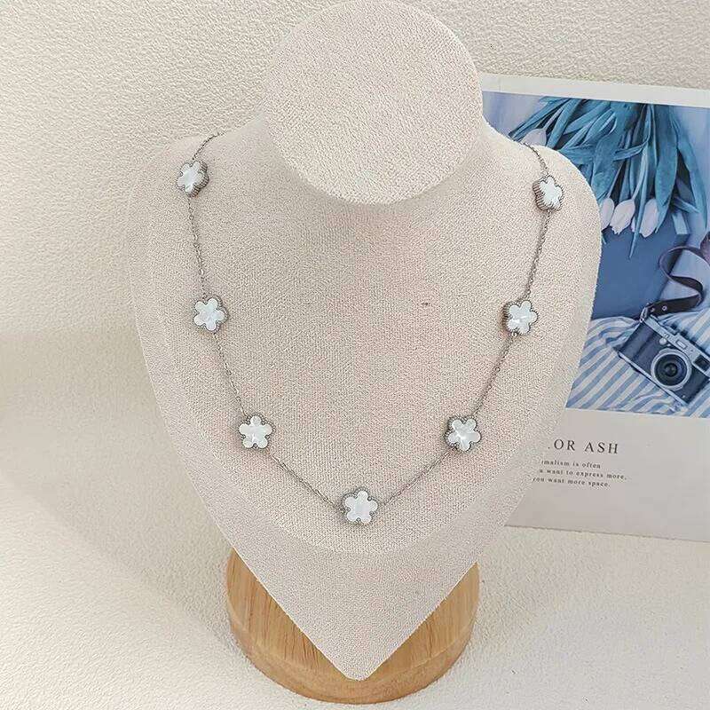 10 Flower Stainless Steel Five Cr Waterproof Necklace for Woman Daily Party Aesthetic Choker Neck Chain Jewelry H260312