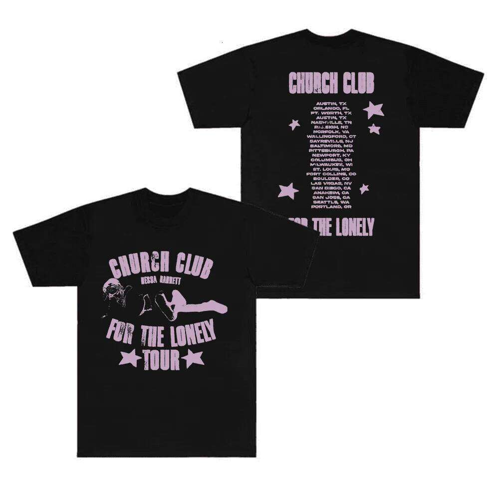 Nessa Barrett Merch T-Shirt for Women and Men Church Club For The Lonely Tour Short Sleeve Top Tees Z260314